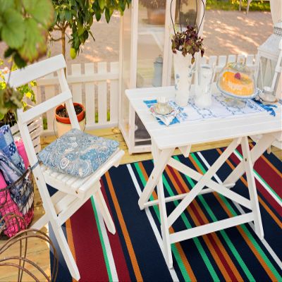 Kaleen Rugs Voavah Collection Navy 4' x 6' Rectangle Residential Indoor-Outdoor Area Rug