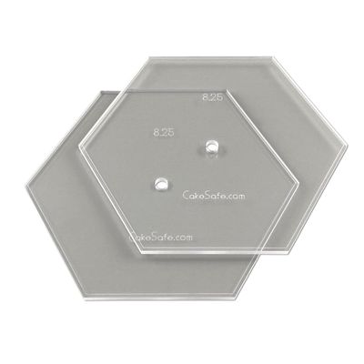 CAKESAFE 8.25 Inch Hexagon Acrylic Disk Set 2-8.25 Clear Acrylic Buttercream Disks Perfect Tool to Smooth the Frosting on Your Cakes, Disk Size and Perimeter Border Engraved on all Disks