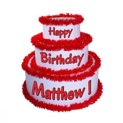 Anderson's White & Red Personalized Pop-Out Birthday Cake, Life-Size Faux Cake with Fun Font, Custom Name, Surprise Reveal Prop for Milestone Parties, Photo Ops, Store or Business Events