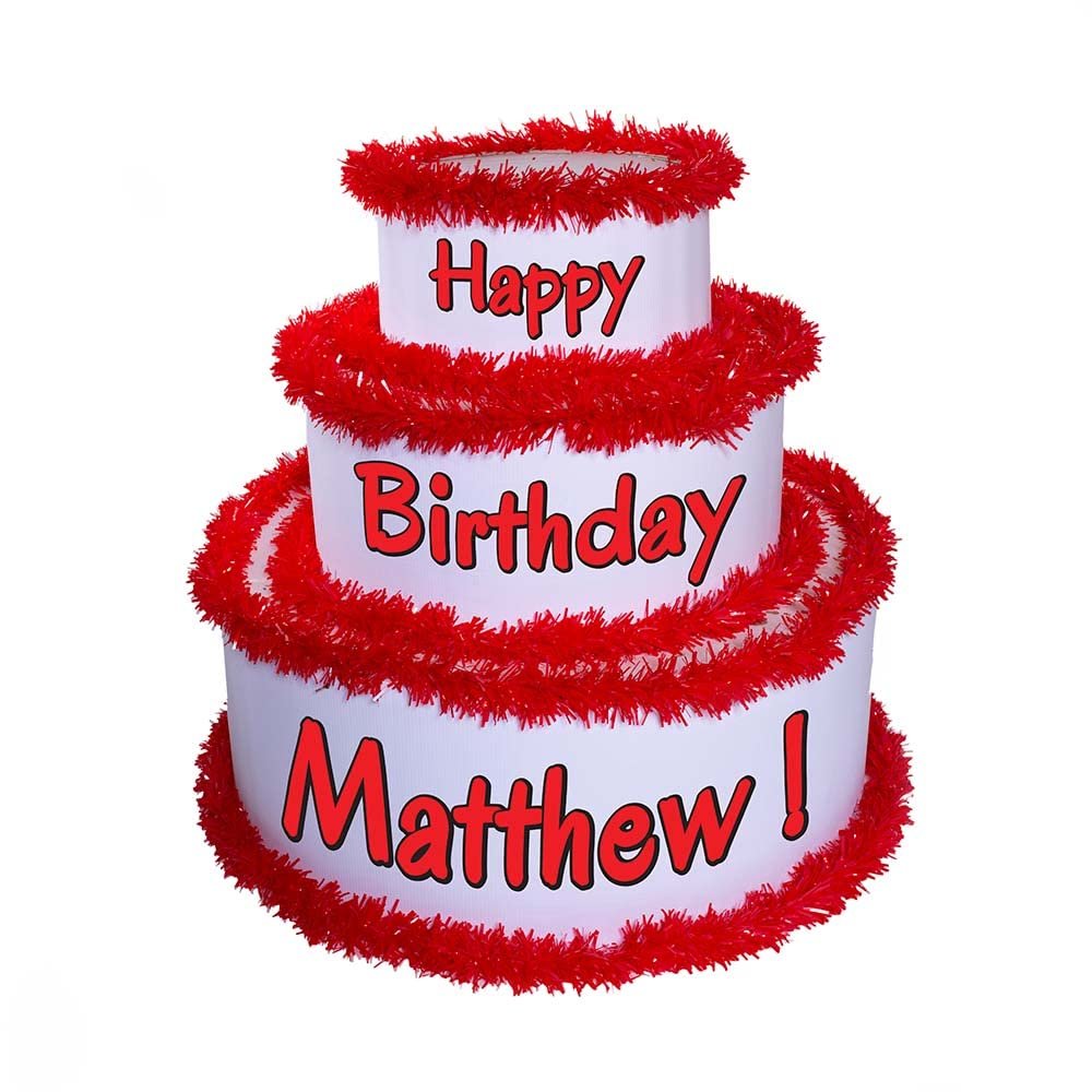 Anderson's White & Red Personalized Pop-Out Birthday Cake, Life-Size Faux Cake with Fun Font, Custom Name, Surprise Reveal Prop for Milestone Parties, Photo Ops, Store or Business Events
