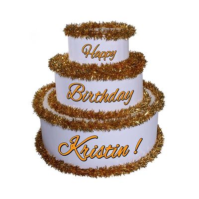 Anderson's White & Gold Personalized Pop-Out Birthday Cake, Life-Size Faux Cake with Fun Font, Custom Name, Surprise Reveal Prop for Milestone Parties, Photo Ops, Store or Business Events