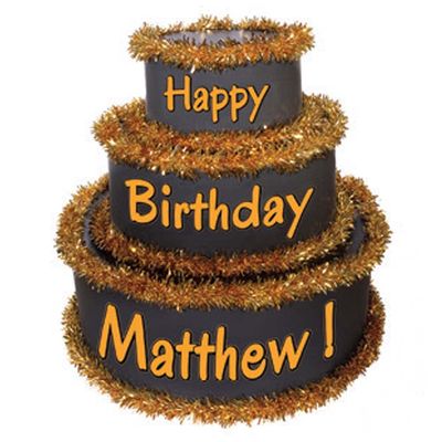 Anderson's Black & Gold Personalized Pop-Out Birthday Cake, Life-Size Faux Cake with Fun Font, Custom Name, Surprise Reveal Prop for Milestone Parties, Photo Ops, Store or Business Events