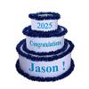 Anderson's White & Blue Personalized Pop-Out Cake, Life-Size Surprise Prop for Graduation, Retirement, Birthday, Engagement, Corporate Events  Custom Name, DIY Kit, Photo-Ready Reveal view 1