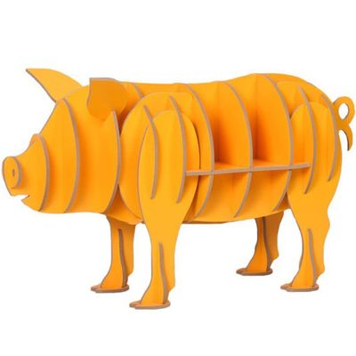 Book Shelf Stand Creative Cute Pig Shape Book Rack, Bedroom Bedside Art Decor Display Stand Bookcase, Easy to Install Storage Rack (Color : A, Size : 120 * 43 * 75cm)