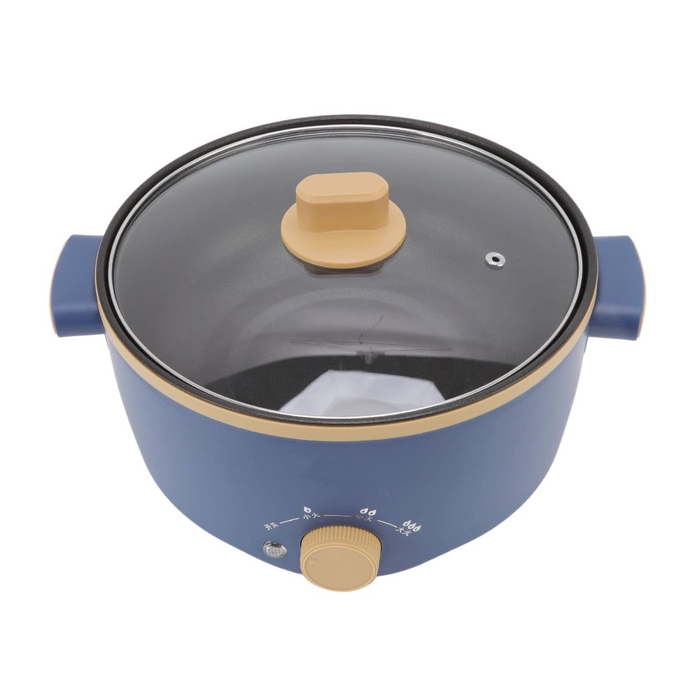, 2.5L 800W 3 Speed Control Shabu Shabu Hot Pot Ramen Cooker Multifunctional Nonstick Portble Single Layer Small Electric Cooker with Lid for Noodles Soup Dorm Office Family (US)