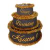 Anderson's Black & Gold Personalized Pop-Out Birthday Cake, Life-Size Faux Cake with Script Font, Custom Name, Surprise Reveal Prop for Milestone Parties, Photo Ops, Store or Business Events view 1