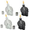 Sunnydaze Grinning Skull Glass Tabletop Torches - Outdoor Patio Lighting - Includes Wicks and Attached Snuffers - Set of 4 Refillable Torches - 2 Clear and 2 Black view 1