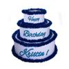 Anderson's White & Blue Personalized Pop-Out Birthday Cake, Life-Size Faux Cake with Script Font, Custom Name, Surprise Reveal Prop for Milestone Parties, Photo Ops, Store or Business Events view 1