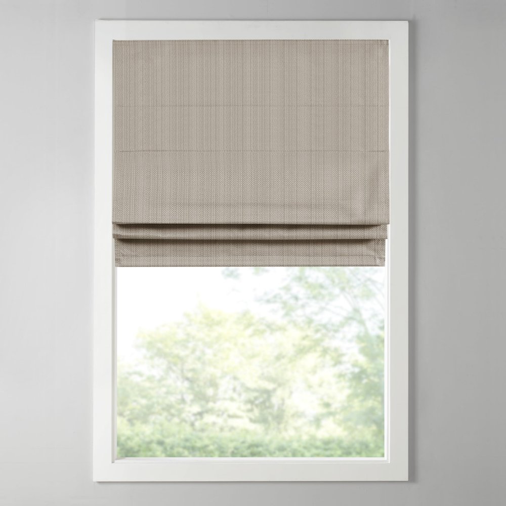 Madison Park Galen Cordless Roman Shade, 23"W x 64"H, Sheen Taupe Room Darkening, Thermal Insulated, Energy Efficient Window Blind with Subtle Sheen Basketweave Fabric for Privacy