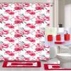 19 Piece Shower Curtain Bathroom Rug with Matching Solid Ceramic Accesories (Camelia Red) view 1