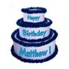 Anderson's White & Blue Personalized Pop-Out Birthday Cake, Life-Size Faux Cake with Fun Font, Custom Name, Surprise Reveal Prop for Milestone Parties, Photo Ops, Store or Business Events view 1