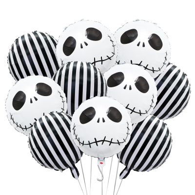 10Pcs Halloween Balloons Decorations Happy Halloween Party Foil Balloons Skull Balloons for Hallow Birthday Baby Shower Wedding Party Decor Supplies