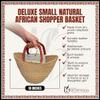 Africa Heartwood Project - Deluxe Small Natural African Shopping Basket with Leather Handle - Classic Heartwood Bolga Market Basket from Women in Bolgatanga, Ghana - 10" U-shape (Flat-packed) view 2