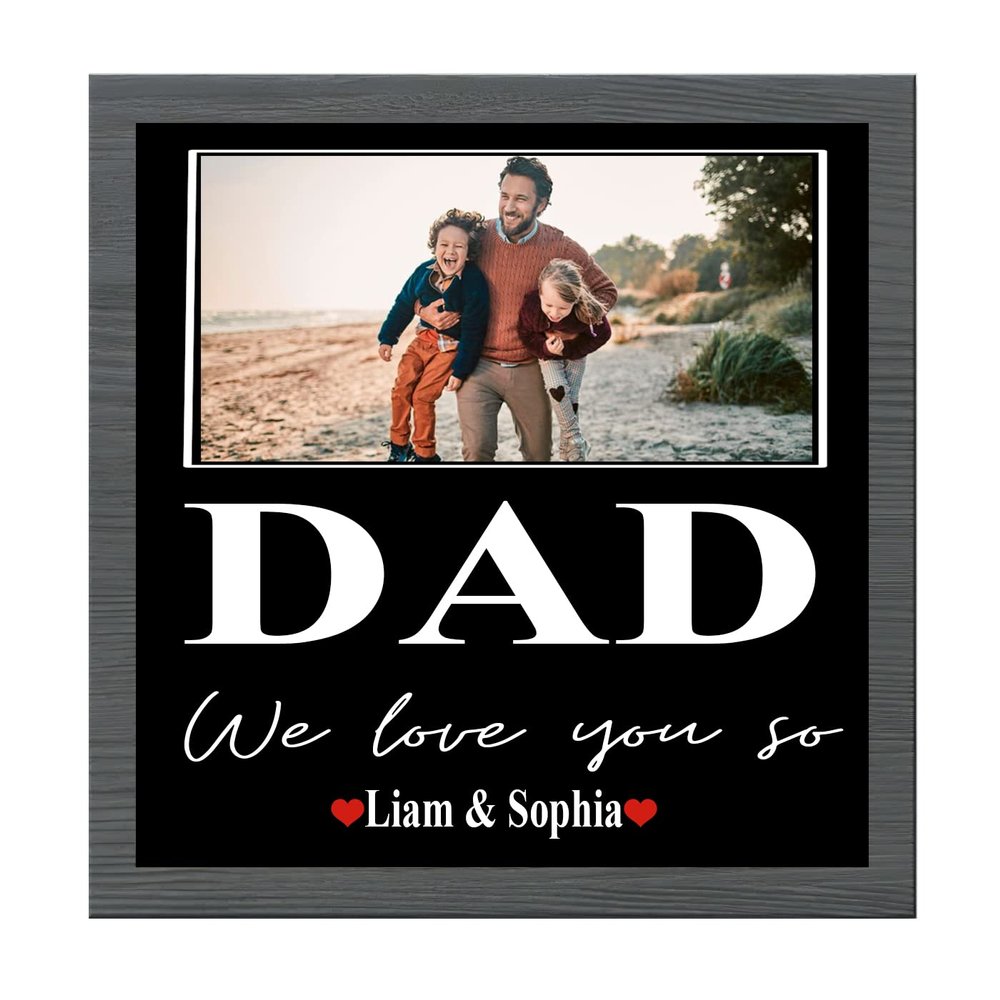 NAZENTI Father Gift, Dad Gift, First Father's Day Picture Frame Gifts for 1st Fathers Day from Baby First Fathers Day Gift- Personalized First Father's Day 2022 We Love you 9x9 inch Wood Sign Frame