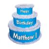 Anderson's Blue & White Personalized Pop-Out Birthday Cake, Life-Size Faux Cake with Fun Font, Custom Name, Surprise Reveal Prop for Milestone Parties, Photo Ops, Store or Business Events view 1