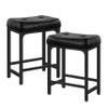 Aheaplus Bar Stools Set of 2, 24 Inch Counter-Height Stools Saddle Stool, PU Leather Barstools with Metal Base, Footrest, Industrial Stools for Dining Room Kitchen Island, Counter, Pub, Bar, Black view 1
