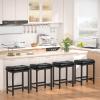 Aheaplus Bar Stools Set of 2, 24 Inch Counter-Height Stools Saddle Stool, PU Leather Barstools with Metal Base, Footrest, Industrial Stools for Dining Room Kitchen Island, Counter, Pub, Bar, Black view 2