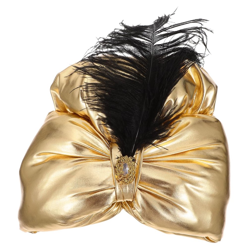 Prince S Hat Props - Golden Arabian Costume Hat for Themed Parties Halloween and Cosplay Stylish Plume Design
