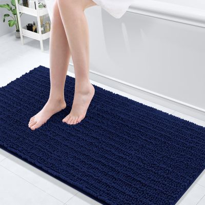 Arotive Luxury Bathroom Rugs 60x24, Extra Soft Thick Absorbent Shaggy Chenille Bath Rugs, Non-Slip Machine Wash Dry, Bath Mats for Bathroom Floor, Tub and Shower, Home Decor Accessories, Navy
