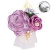 Fiwisora Satin Rose Men's Boutonniere Groom Boutonniere Bridegroom Boutonniere for Wedding Prom Party (XY Purple Wrist Corsage & Boutonniere) view 3