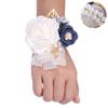 Fiwisora Satin Rose Men's Boutonniere Groom Boutonniere Bridegroom Boutonniere for Wedding Prom Party (Creamy White Wrist Corsage & Boutonniere) view 2
