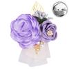 Fiwisora Satin Rose Men's Boutonniere & Wrist Corsage for Wedding, Prom, Party (Lavender) view 3