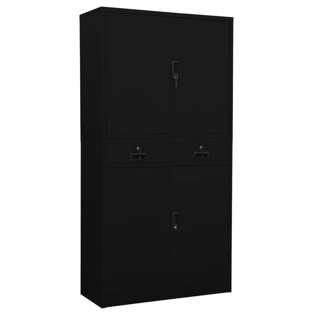 ZQQLVOO Office Cabinet,Storage Cabinet,Cabinet Organizer,with 3 Adjustable Shelves,2 Drawers with 3 Sections Ballbearing Runners,with Locks,Black 35.4"x15.7"x70.9" Steel
