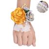 Fiwisora Satin Rose Men's Groom & Bridegroom Boutonniere for Wedding & Prom (Yellow Wrist Corsage & Boutonniere) view 2