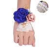 Fiwisora Satin Rose Men's Boutonniere for Groom, Bridegroom - Wedding, Prom, Party (Royal Blue Wrist Corsage & Boutonniere) view 2