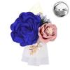 Fiwisora Satin Rose Men's Boutonniere for Groom, Bridegroom - Wedding, Prom, Party (Royal Blue Wrist Corsage & Boutonniere) view 3