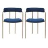 CraftThink Modern Dining Chairs, Contemporary Dining Arm Chair Gold Opening Back Dining Arm Chair for Milk Tea Shop Kitchen Dining Room (Blue, 2-Piece) view 1