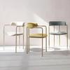 CraftThink Modern Dining Chairs, Contemporary Dining Arm Chair Gold Opening Back Dining Arm Chair for Milk Tea Shop Kitchen Dining Room (Blue, 2-Piece) view 4