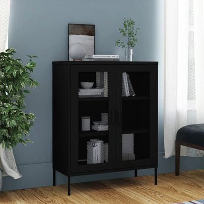 ZQQLVOO Storage Cabinet,Office Storage Cabinet,Utility Cabinet,Amount of Shelf: 2 (Adjustable),Features levellers on The Bottom, Black 31.5"x13.8"x40" Steel