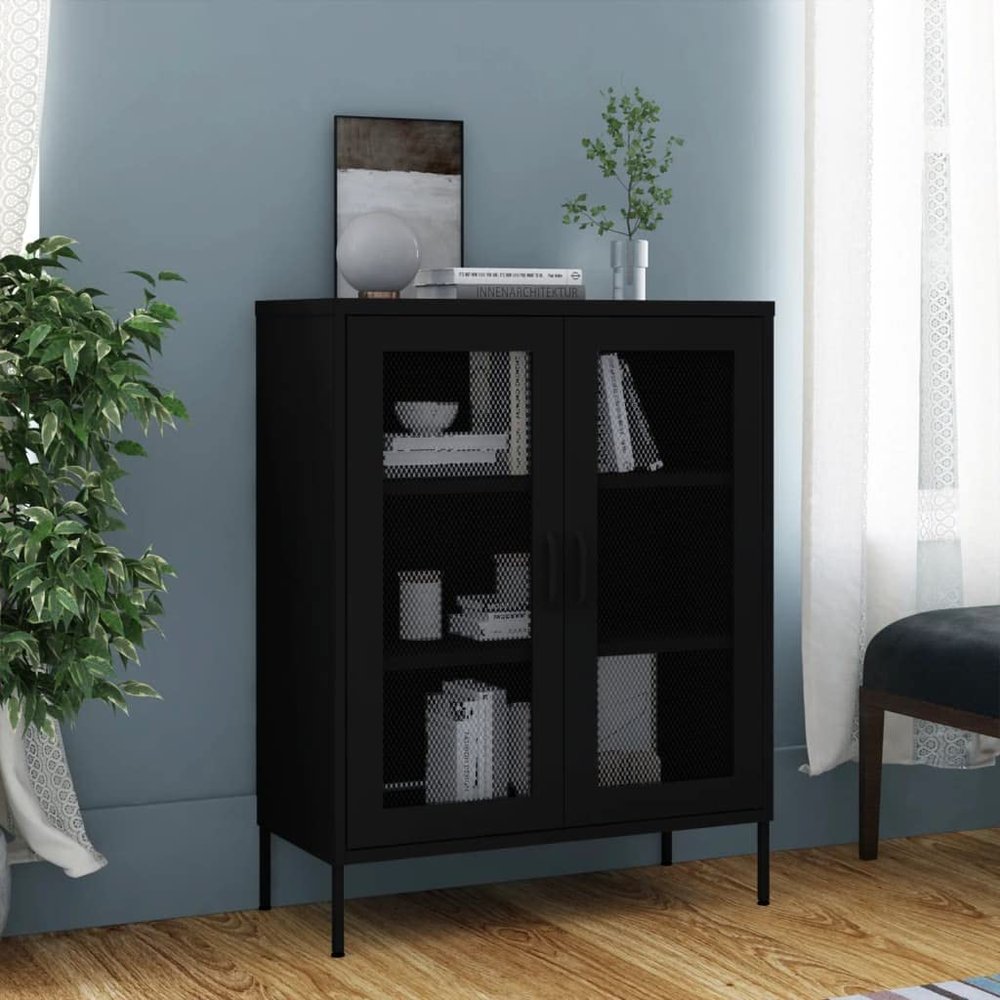 ZQQLVOO Storage Cabinet,Office Storage Cabinet,Utility Cabinet,Amount of Shelf: 2 (Adjustable),Features levellers on The Bottom, Black 31.5"x13.8"x40" Steel