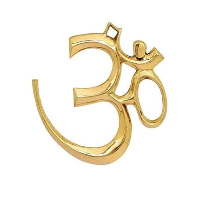 AONA Brass OM Wall Hanging Sculpture, Vastu, Goodluck,Pooja Idols | Home Decor 6 x 5.5 x 1 Inches