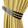2-Pack Black Leather Curtain Tiebacks for Drapes - Decorative Straps for Hanging with Metal Hooks, Outdoor Curtain Holdbacks, Elegant Window Treatment for Living Room, Bedroom, Office view 1