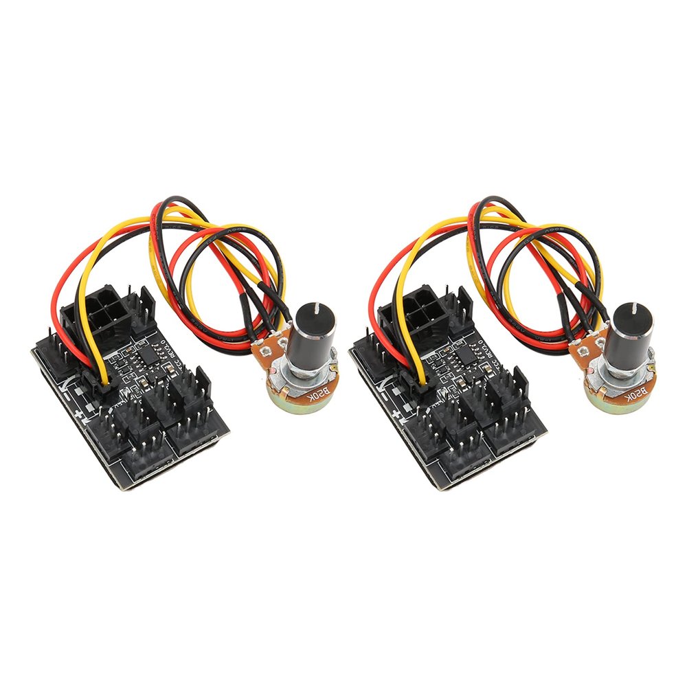 Sanpyl 2 Pcs PWM PC Case Cooling Fan Hub,3 Pin 4 Pin PC Fan Controller Fan Adapter with 6 pin Power Port Potentiometer Extension Cable 30CM