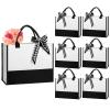 Reginary 6 Pack Canvas Beach Tote Bags with Handles and Scarves Large Capacity Waterproof Tote Set for Women Black and White Reusable Gift Bags for Travel Shopping Wedding view 1