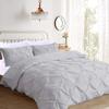 All Star Linen 100% Egyptian Cotton 5 Piece Pintuck Twin XL Comforter Set Twin-XL (68'' x 90'') Pinch Pleated Ultra Soft Comfortable Bedding (1 Comforter, 4 Pillow Shams) Light Grey view 1