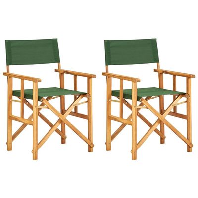 CHARMMA 2pc Director's Chairs with Wooden Frame and Fabric Seat Solid Acacia Wood Folding Director Chair for Indoor and Outdoor Use Light Weight Foldable Chair for Camping Green