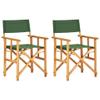 CHARMMA 2pc Director's Chairs with Wooden Frame and Fabric Seat Solid Acacia Wood Folding Director Chair for Indoor and Outdoor Use Light Weight Foldable Chair for Camping Green view 1