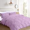 All Star Linen 100% Egyptian Cotton 3 Piece Pintuck Oversized King Plus Comforter Set Oversized King Plus-128"x120" Pinch Pleated Ultra Soft Comfortable Bedding (1 Comforter, 2 Pillow Shams) Lavender view 1