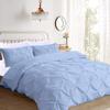 100% Egyptian Cotton 3 Piece Pintuck Oversized King Plus Comforter Set Oversized King Plus-128"x120" Pinch Pleated Ultra Soft Comfortable Bedding (1 Comforter, 2 Pillow Shams)Navy Blue view 1
