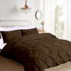 100% Egyptian Cotton 3 Piece Pintuck Oversized King Plus Comforter Set Oversized King Plus-128"x120" Pinch Pleated Ultra Soft Comfortable Bedding (1 Comforter, 2 Pillow Shams)Chocolate view 1