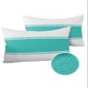 LOVE HOME DAY Classic Teal Stripes on White Outdoor Pillow Covers Set of 2, Decorative Waterproof Throw Pillow Case, Modern Texture Cotton Linen Soft Cozy Cushion Pillowcases view 1