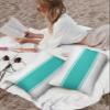 LOVE HOME DAY Classic Teal Stripes on White Outdoor Pillow Covers Set of 2, Decorative Waterproof Throw Pillow Case, Modern Texture Cotton Linen Soft Cozy Cushion Pillowcases view 3