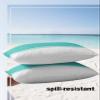 LOVE HOME DAY Classic Teal Stripes on White Outdoor Pillow Covers Set of 2, Decorative Waterproof Throw Pillow Case, Modern Texture Cotton Linen Soft Cozy Cushion Pillowcases view 4