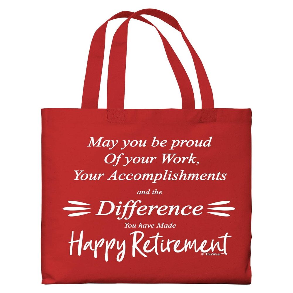 Female Retirement Gifts The Difference You Have Made Happy Retirement Lightweight Red Canvas Tote Bag
