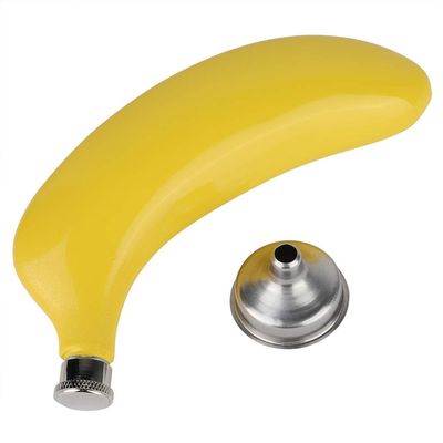 Banana Whiskey Flask Portable Leak Pocket Bottle for Camping Party Stainless Steel Copper Lid 5oz 1 Pack with Funnel