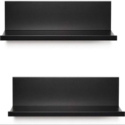 Hangman No-Stud Floating Shelves Black Powder Coated Aluminum Wall Shelf Set Modern Home Dcor No Drill Easy Install - 36 Inch